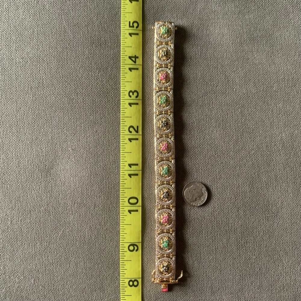 18kt gold over Sterling silver w/ 3.06ctw multi-gemstone and diamond bracelet
